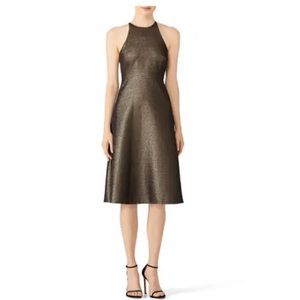 Halston Heritage Glitter Bow Back Dress